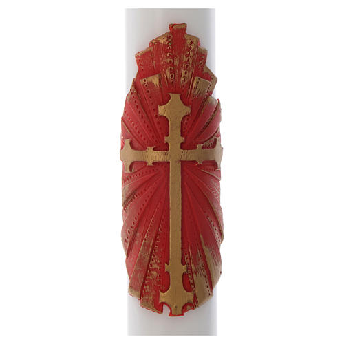 Paschal candle in white wax with support with antique cross 8x120cm 2