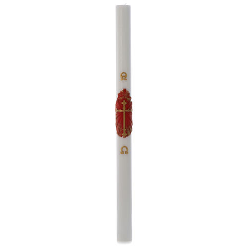 Paschal candle in white wax with support with antique cross 8x120cm 3