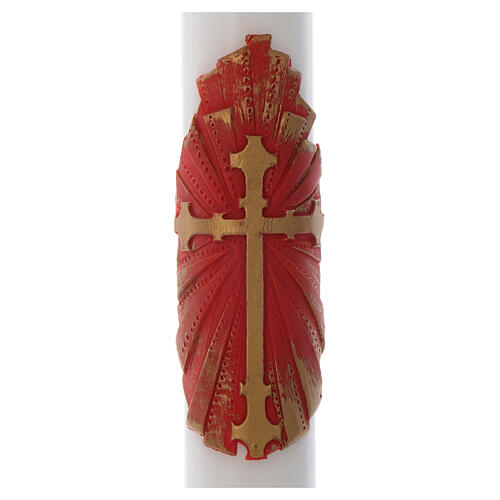 Paschal candle in white wax with support with antique cross 8x120cm 3