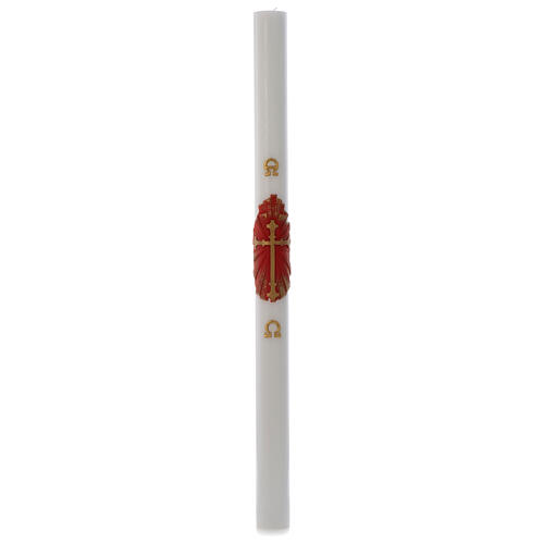 Paschal candle in white wax with support with antique cross 8x120cm 4