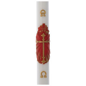 Paschal candle with antique cross in white wax with support 8x120cm