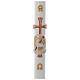 Paschal candle in white wax with red and gold lamb 8x120cm s1