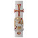 Paschal candle in white wax with red and gold lamb 8x120cm s2