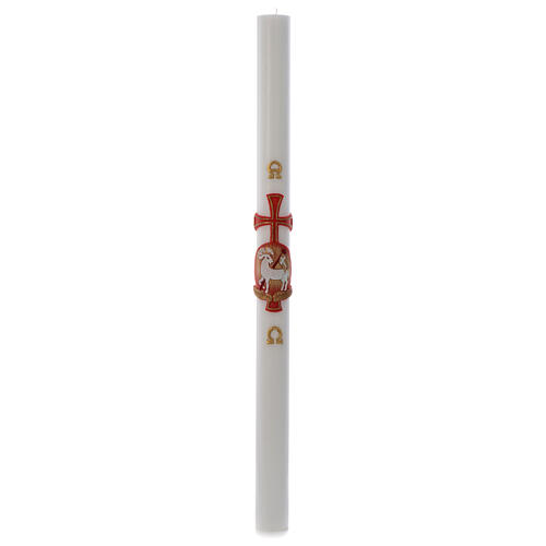 Paschal candle in white wax with lamb 8x120cm 4