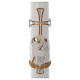 Paschal candle with support in white wax with lamb and silver cross 8x120cm s2