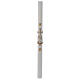 Paschal candle with support in white wax with lamb and silver cross 8x120cm s3