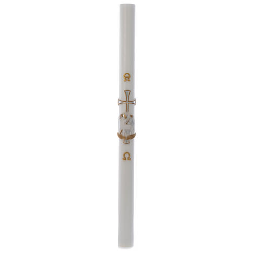 Lamb Paschal candle with support in white wax with silver cross 8x120cm 4