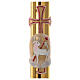 Easter candle with support in white wax with lamb and gold cross 8x120cm s3