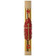 Easter candle with support in beeswax with red and gold cross 8x120cm s1