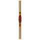 Easter candle with support in beeswax with red and gold cross 8x120cm s4