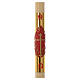 Easter candle with support in beeswax with red and gold cross 8x120cm s1