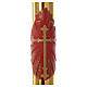 Easter candle with support in beeswax with red and gold cross 8x120cm s2