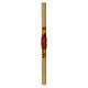 Easter candle with support in beeswax with red and gold cross 8x120cm s3