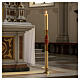 Easter candle with support in beeswax with red and gold cross 8x120cm s2