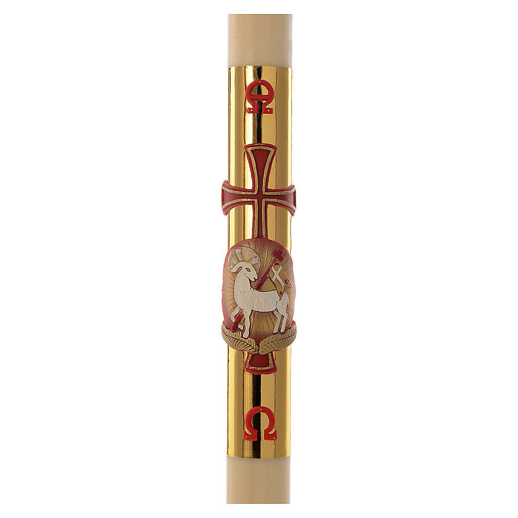 Easter candle with support with lamb and gold cross ...