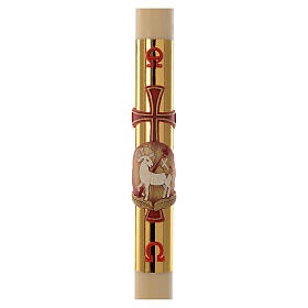 Easter candle with support with lamb and gold cross 8x120cm