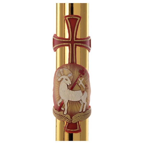 Easter candle with support with lamb and gold cross 8x120cm 3
