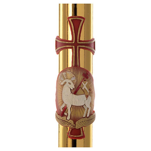 Easter candle with support with lamb and gold cross 8x120cm 2