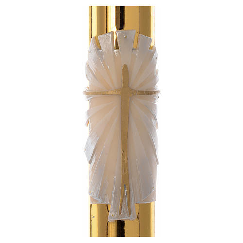 White Easter candle with support with gold cross 8x120cm 2