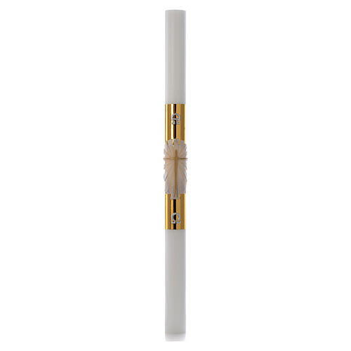 White Easter candle with support with gold cross 8x120cm 3