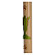 Paschal candle in beeswax with support with green Resurrected Christ 8x120cm s4
