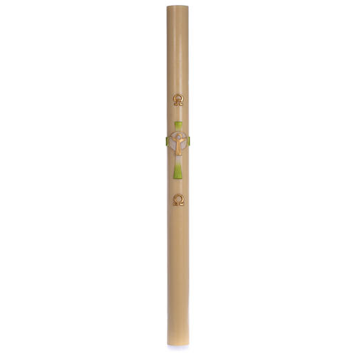 Paschal candle in beeswax with green Resurrected Christ 8x120cm 3