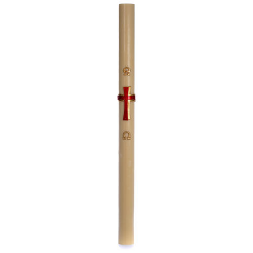 Paschal candle in beeswax with red cross in relief 8x120cm 4