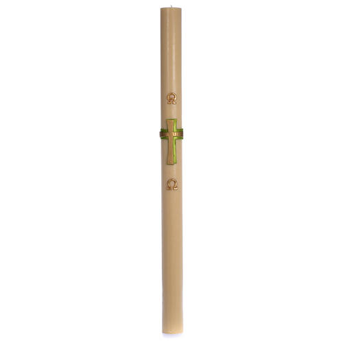 Green Cross Paschal Candle in beeswax with relief 8x120cm 3