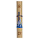 Paschal candle in beeswax with blue cross and fish 8x120cm s1