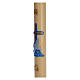 Paschal candle in beeswax with blue cross and fish 8x120cm s4