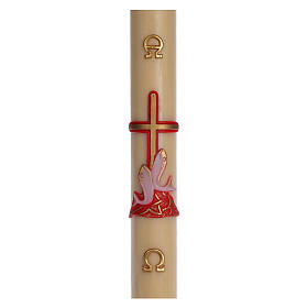 Paschal candle in beeswax with red cross and fish 8x120cm