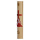 Paschal candle in beeswax with red cross and fish 8x120cm s5