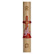 Paschal candle in beeswax with red cross and fish 8x120cm s1