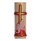 Paschal candle in beeswax with red cross and fish 8x120cm s2