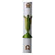 Easter candle in white wax with Risen Christ image green 8x120 cm s1
