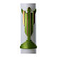 Easter candle in white wax with Risen Christ image green 8x120 cm s2