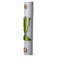 Easter candle in white wax with Risen Christ image green 8x120 cm s5