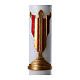 Easter candle in white wax with image of risen Jesus Christ coloured in red 8x120 cm s2
