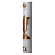 Easter candle in white wax with image of risen Jesus Christ coloured in red 8x120 cm s5