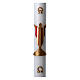 Easter candle in white wax with image of risen Jesus Christ coloured in red 8x120 cm s1