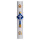 Paschal candle in beeswax with light blue Resurrected Christ 8x120cm s1