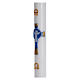 Paschal candle in beeswax with light blue Resurrected Christ 8x120cm s4