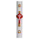 Paschal candle in white wax with red Cross Resurrected Christ 8x120cm s1