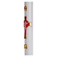 Paschal candle in white wax with red Cross Resurrected Christ 8x120cm s4
