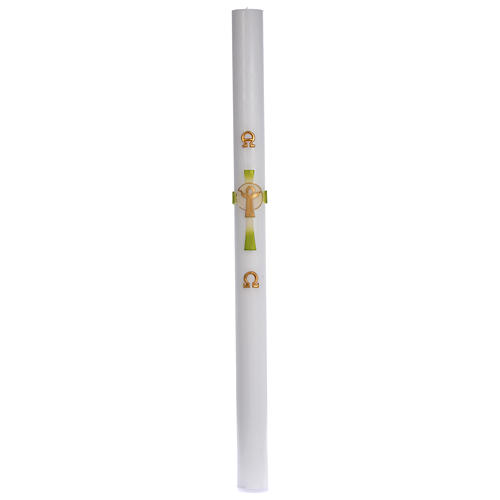 Paschal candle in white wax with green Cross Resurrected Christ 8x120cm 3