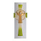 Paschal candle in white wax with green Cross Resurrected Christ 8x120cm s2