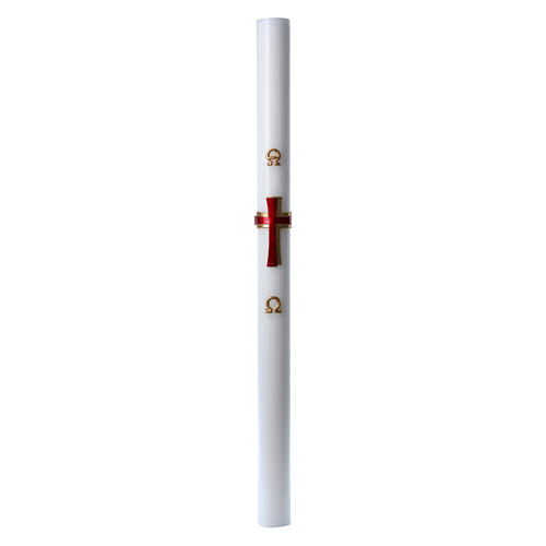 Easter candle in white wax with red cross in relief 8x120 cm 3