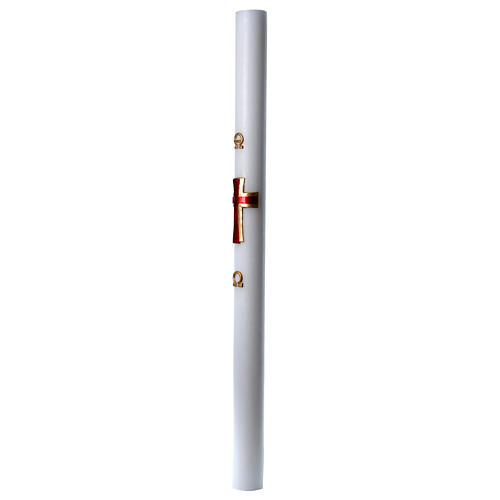 Easter candle in white wax with red cross in relief 8x120 cm 4
