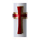 Easter candle in white wax with red cross in relief 8x120 cm s3