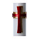 Cierge pascal cire blanche Croix relief rouge 8x120 cm s2